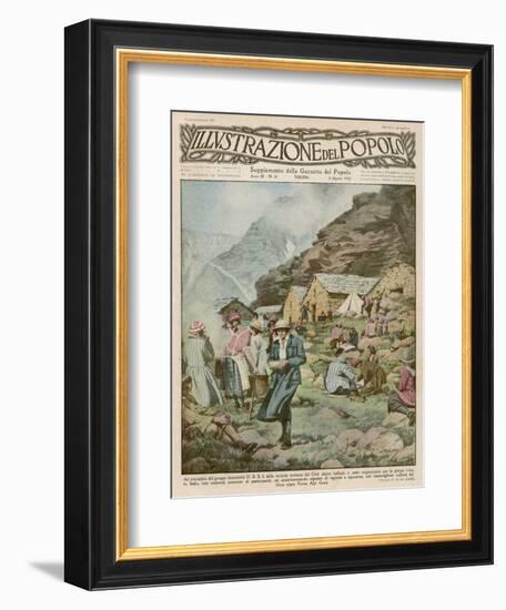 Summer Camp for Women Members of the Italian Alpine Club High in the Mountains-Alfredo Ortelli-Framed Art Print