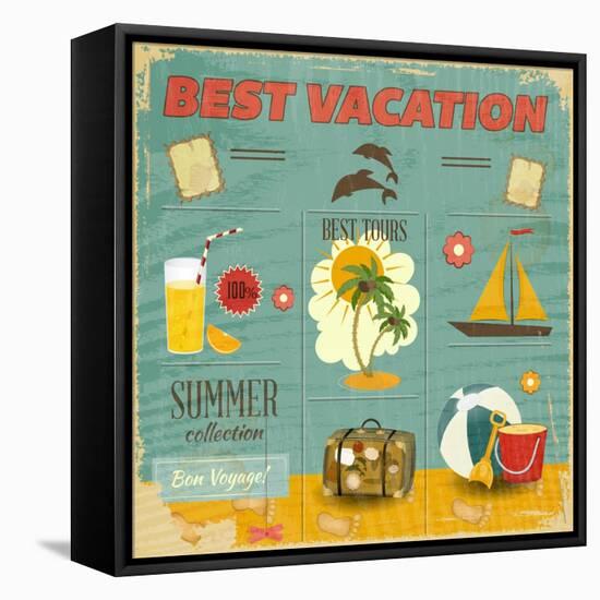 Summer Card In Retro Style-elfivetrov-Framed Stretched Canvas