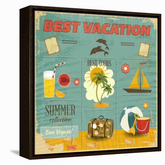 Summer Card In Retro Style-elfivetrov-Framed Stretched Canvas