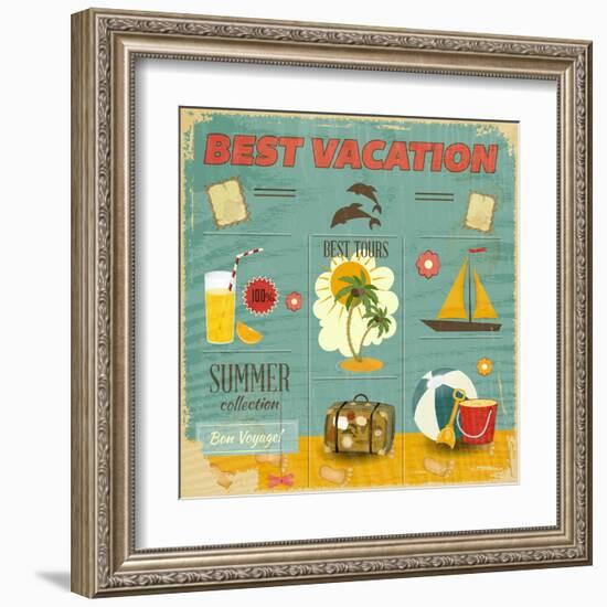 Summer Card In Retro Style-elfivetrov-Framed Art Print