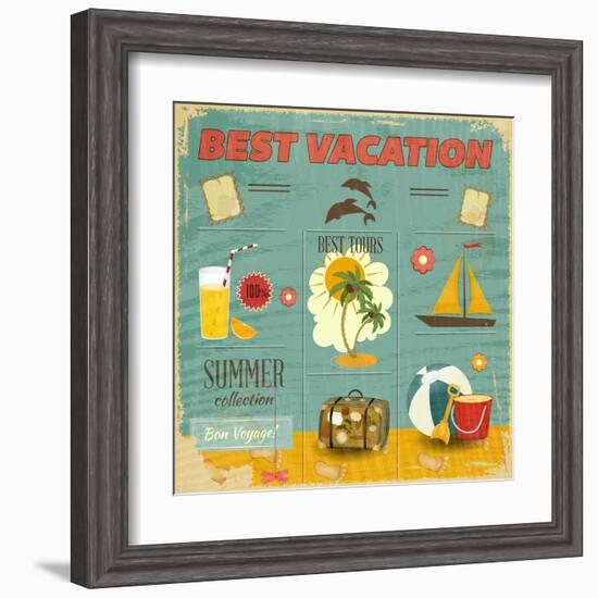 Summer Card In Retro Style-elfivetrov-Framed Art Print