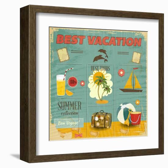 Summer Card In Retro Style-elfivetrov-Framed Art Print