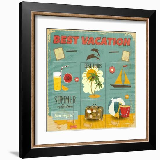 Summer Card In Retro Style-elfivetrov-Framed Art Print