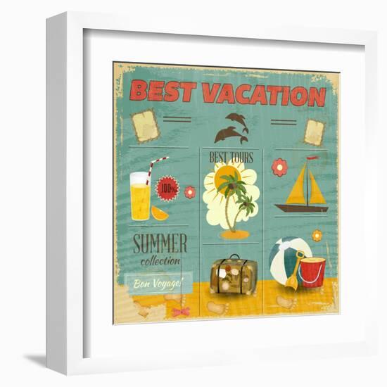 Summer Card In Retro Style-elfivetrov-Framed Art Print