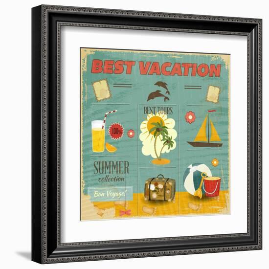 Summer Card In Retro Style-elfivetrov-Framed Art Print