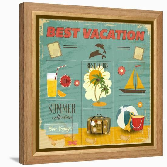 Summer Card In Retro Style-elfivetrov-Framed Stretched Canvas