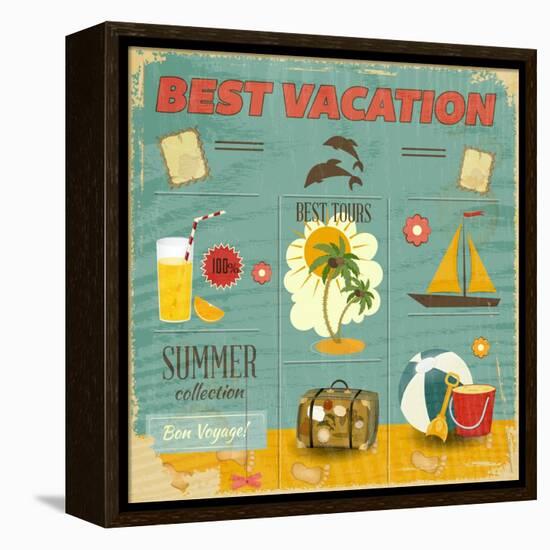 Summer Card In Retro Style-elfivetrov-Framed Stretched Canvas