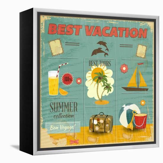 Summer Card In Retro Style-elfivetrov-Framed Stretched Canvas