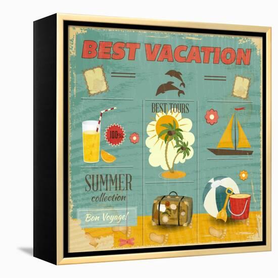 Summer Card In Retro Style-elfivetrov-Framed Stretched Canvas