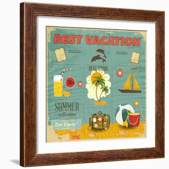 Summer Card In Retro Style-elfivetrov-Framed Premium Giclee Print