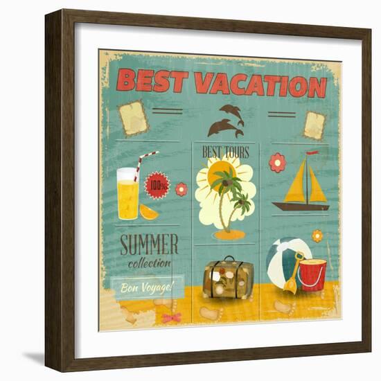 Summer Card In Retro Style-elfivetrov-Framed Art Print