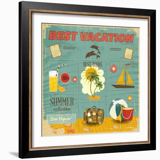 Summer Card In Retro Style-elfivetrov-Framed Art Print