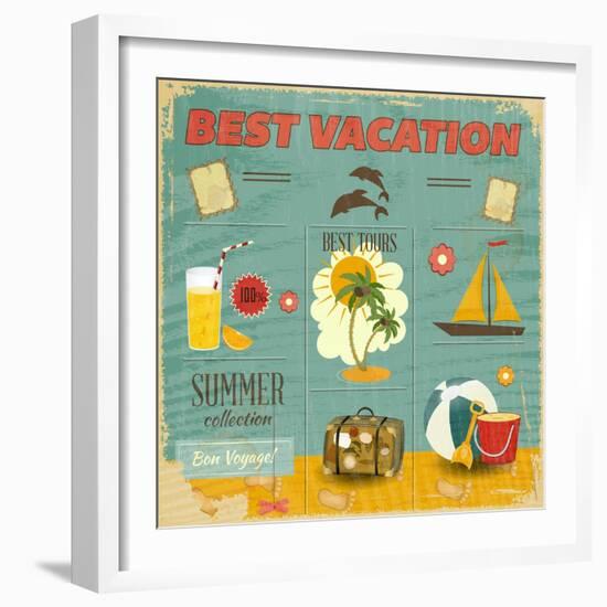 Summer Card In Retro Style-elfivetrov-Framed Art Print