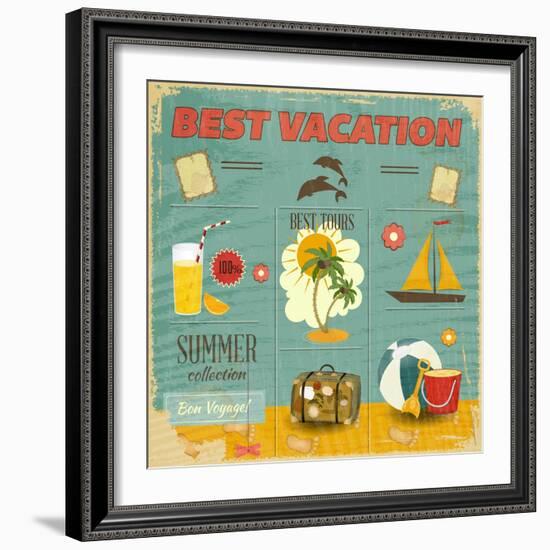 Summer Card In Retro Style-elfivetrov-Framed Art Print