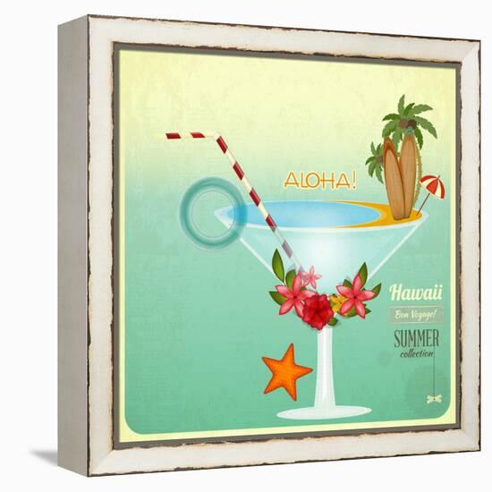 Summer Cocktail Card In Retro Style-elfivetrov-Framed Stretched Canvas