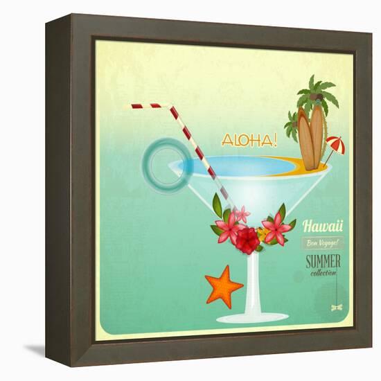 Summer Cocktail Card In Retro Style-elfivetrov-Framed Stretched Canvas