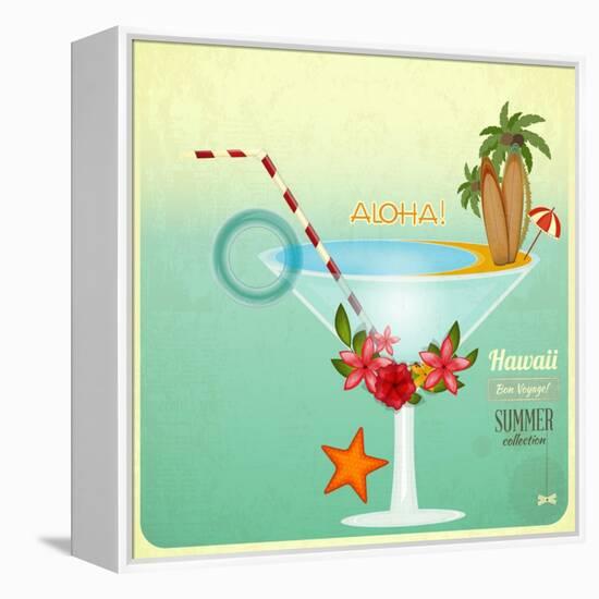 Summer Cocktail Card In Retro Style-elfivetrov-Framed Stretched Canvas