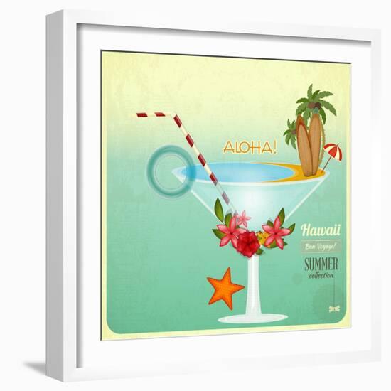 Summer Cocktail Card In Retro Style-elfivetrov-Framed Premium Giclee Print
