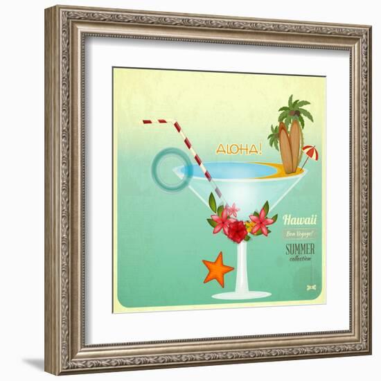 Summer Cocktail Card In Retro Style-elfivetrov-Framed Art Print