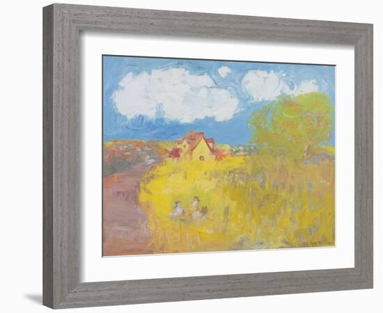 Summer Cottage, White Clouds-Brenda Brin Booker-Framed Giclee Print