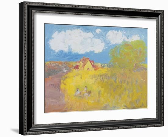 Summer Cottage, White Clouds-Brenda Brin Booker-Framed Giclee Print