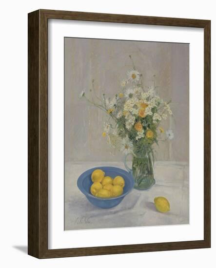 Summer Daisies and Lemons, 1990-Timothy Easton-Framed Giclee Print