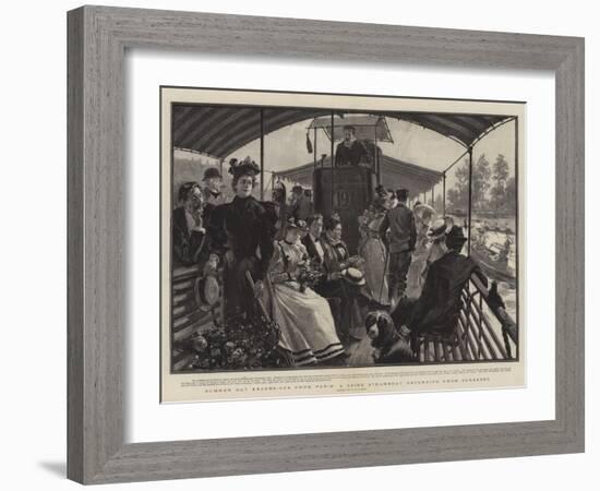 Summer Day Excursions from Paris, a Seine Steamboat Returning from Suresnes-null-Framed Giclee Print