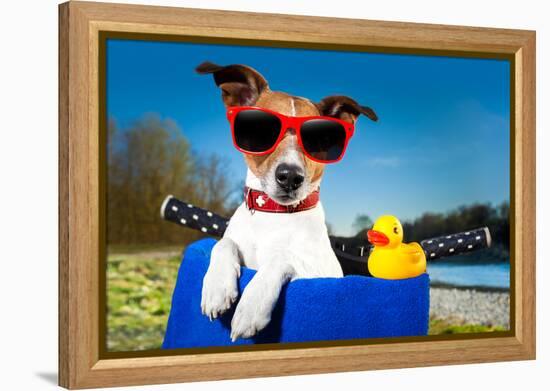 Summer Dog on Bike-Javier Brosch-Framed Premier Image Canvas