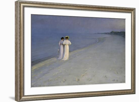 Summer Evening at Skagen (Anna Ancher and Marie Kroyer on the Beach at Skagen), 1893-Peter Severin Kroyer-Framed Giclee Print