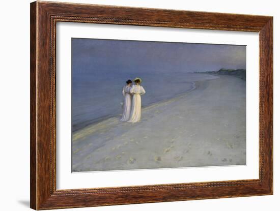 Summer Evening at Skagen (Anna Ancher and Marie Kroyer on the Beach at Skagen), 1893-Peter Severin Kroyer-Framed Giclee Print