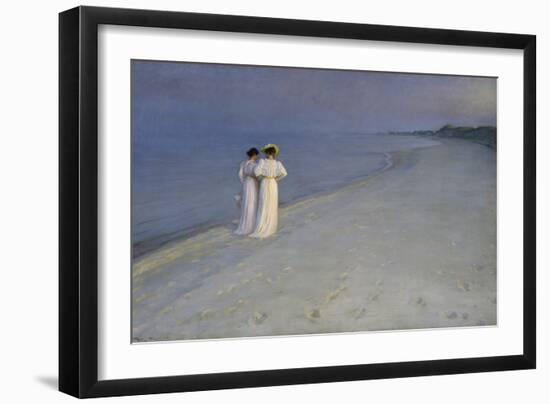 Summer Evening at Skagen (Anna Ancher and Marie Kroyer on the Beach at Skagen), 1893-Peter Severin Kroyer-Framed Giclee Print