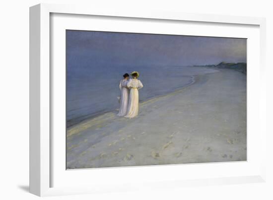 Summer Evening at Skagen (Anna Ancher and Marie Kroyer on the Beach at Skagen), 1893-Peter Severin Kroyer-Framed Giclee Print