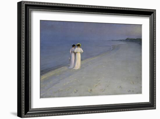 Summer Evening at Skagen (Anna Ancher and Marie Kroyer on the Beach at Skagen), 1893-Peter Severin Kroyer-Framed Giclee Print