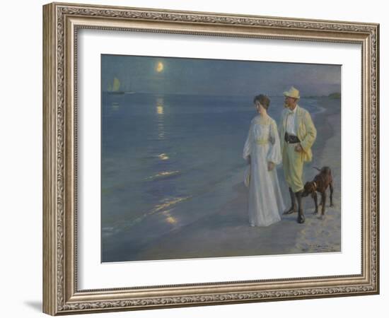 Summer Evening at Skagen Beach – The Artist and his Wife-Peter Severin Kroyer-Framed Giclee Print