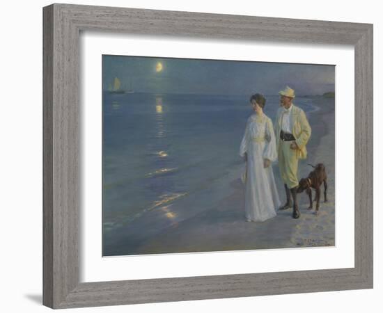 Summer Evening at Skagen Beach – The Artist and his Wife-Peter Severin Kroyer-Framed Giclee Print