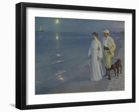 Summer Evening at Skagen Beach – The Artist and his Wife-Peter Severin Kroyer-Framed Giclee Print