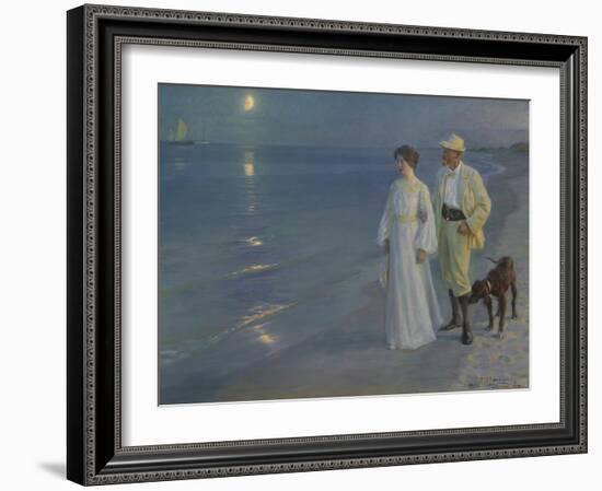 Summer Evening at Skagen Beach – The Artist and his Wife-Peter Severin Kroyer-Framed Giclee Print
