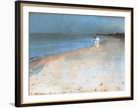 Summer Evening at the South Beach, Skagen, c.1893-Peder Severin Kröyer-Framed Art Print