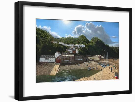 Summer Evening Clovelly North Devon-Richard Harpum-Framed Art Print