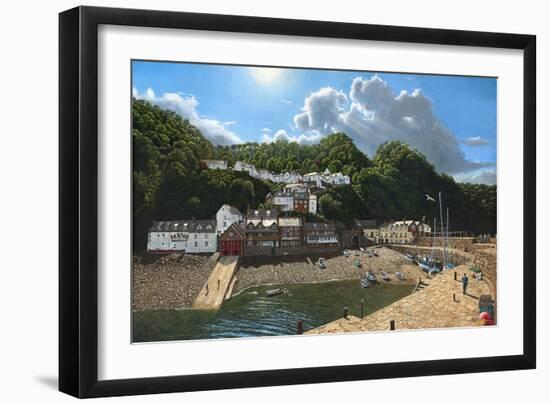 Summer Evening Clovelly North Devon-Richard Harpum-Framed Art Print