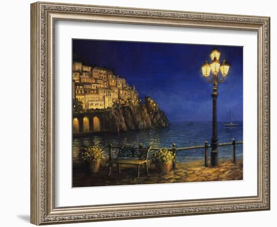 Summer Evening In Amalfi-kirilstanchev-Framed Art Print