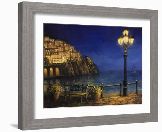 Summer Evening In Amalfi-kirilstanchev-Framed Art Print