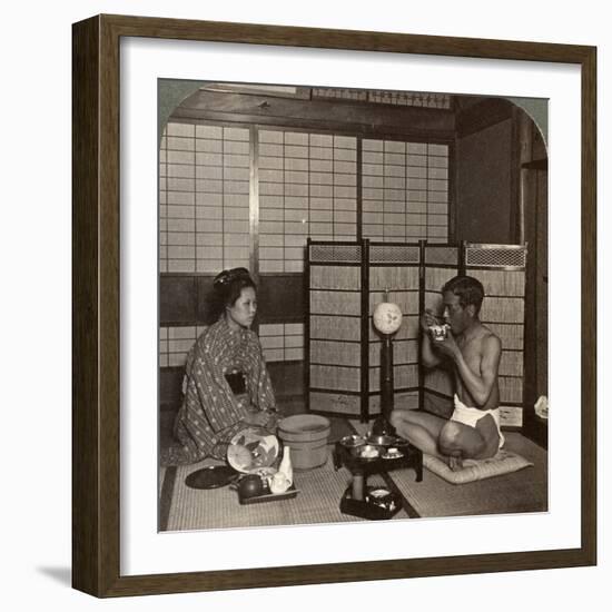 Summer Evening Meal at a Hotel, Hiroshima, Japan, 1904-Underwood & Underwood-Framed Photographic Print