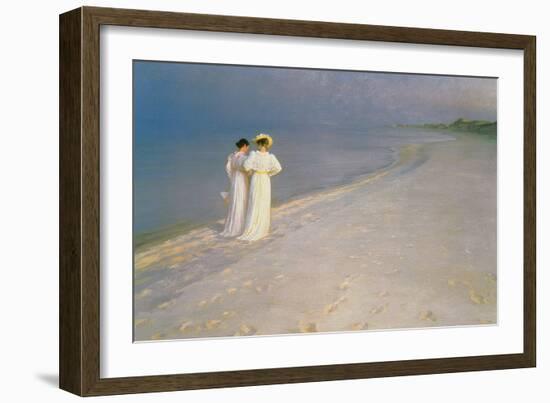 Summer Evening on the Skagen Southern Beach with Anna Ancher and Marie Kroyer, 1893-Peder Severin Kroyer-Framed Giclee Print