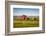 Summer Evening with a Red Barn and Silos in Rural Montana with Rocky Mountains in the Background.-Nick Fox-Framed Photographic Print