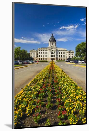 Summer flower-bed leading to South Dakota State Capitol and complex, Pierre, South Dakota, was b...-null-Mounted Photographic Print