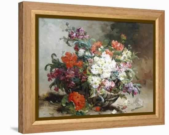 Summer Flowers Arranged in a Basket-Eugene Henri Cauchois-Framed Premier Image Canvas