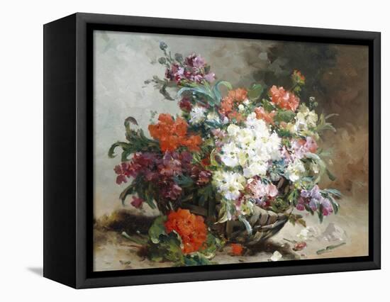 Summer Flowers Arranged in a Basket-Eugene Henri Cauchois-Framed Premier Image Canvas