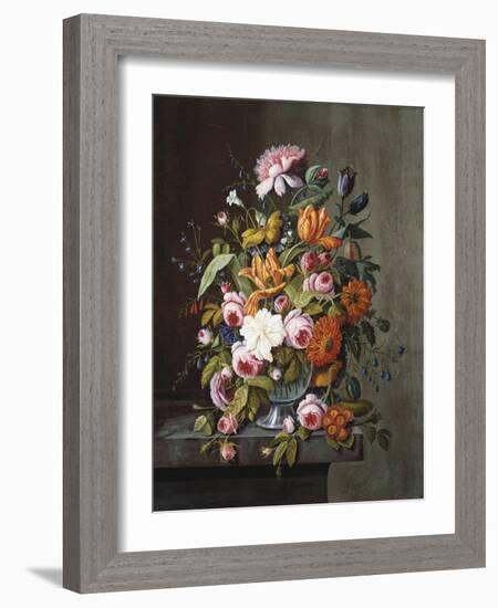 Summer Flowers in a Glass Bowl-Frederic Edwin Church-Framed Giclee Print