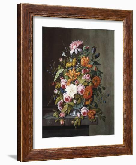 Summer Flowers in a Glass Bowl-Frederic Edwin Church-Framed Giclee Print